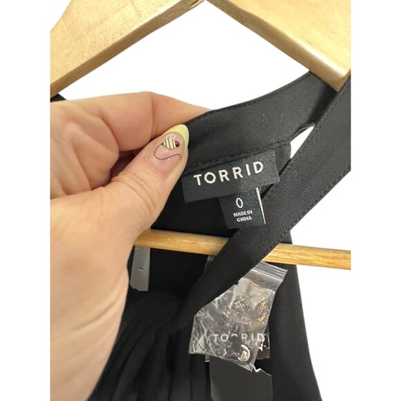 Torrid Deep Black Tea Length Studio Knit Halter Dress Women's Size 12 Large New - Picture 10 of 12